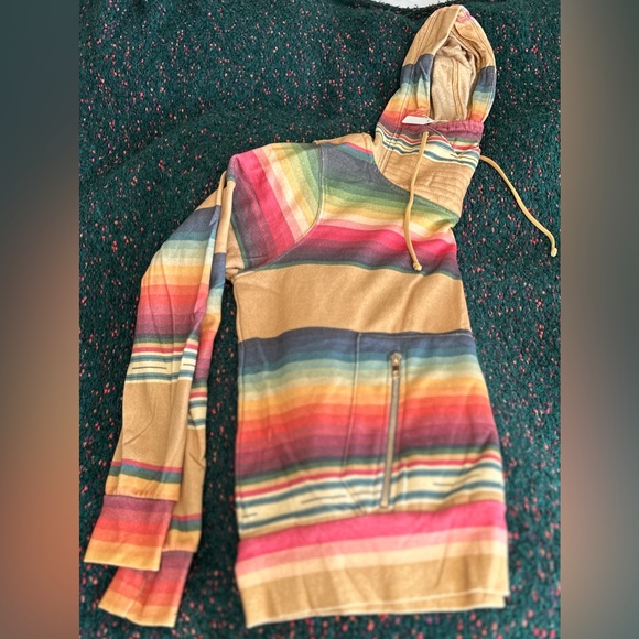 ‼️RARE‼️🎸AVIATOR NATION🎸🔥NWT🔥Serape Ninja Pullover Hoodie in Light Khaki—S - Picture 14 of 16